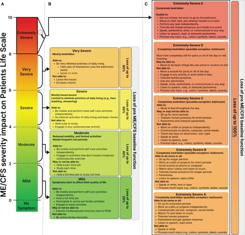 Grafik mit personalisiertem Modell zur Schweregradeinteilung bei ME/CFS